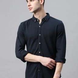 Manq Navy Slim Fit Shirt-image-65