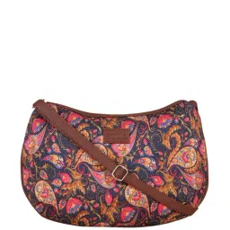 ZOUK Blue Printed Medium Sling Handbag-5