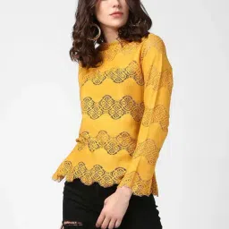 StyleStone Mustard Lace A-Line Top-image-65