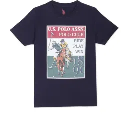 U.S. Polo Assn. Boys Blue Logo Print T-Shirt-image-97