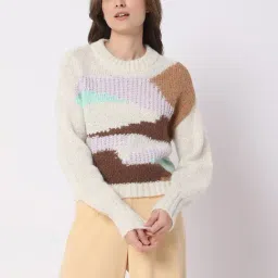 Vero Moda Multicolor Self Design Sweater-9
