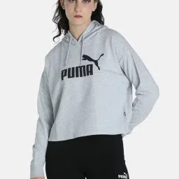 Puma Essentials Ess Grey Graphic Print Crop Hoodie-image-25