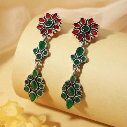 Saraf RS Jewellery Yellow stone studded Drop Earrings-picture-31
