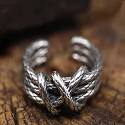VIEN Silver-Plated Intricate Textured Knot Finger Ring-picture-21