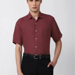 Van Heusen Maroon Regular Fit Texture Shirt-image-8