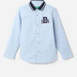 United Colors of Benetton Kids Blue Embroidered Full Sleeves Shirt-picture-22