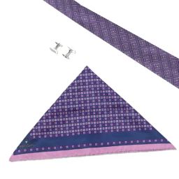 Allen Solly Purple Printed Tie, Cufflinks and Pocket Square-95