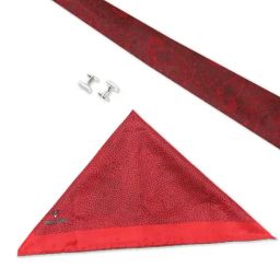 Allen Solly Red Printed Tie, Cufflinks and Pocket Square-31
