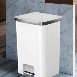 OBSESSIONS White Plastic Step Dustbin with Fingerprint Resistant (70 L)-31