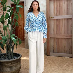Stylecast X Hersheinbox Floral Printed Puff Sleeve Cinched Waist Top-image-70