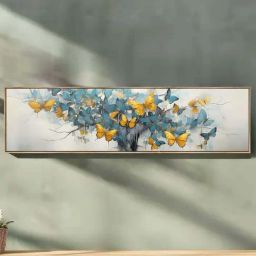 Art Street Sky Blue Canvas Abstract Tree With Butterfly Painting-image-21