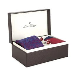 Louis Philippe Purple Printed Tie, Cufflinks and Pocket Square-image-84