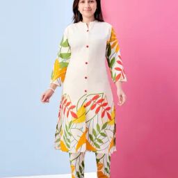 Aarika Girls White Printed Kurti Set-image-32