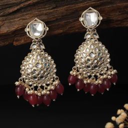 Saraf RS Jewellery Gold Kundan Studded Pearl Chandbali Earring-38