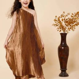 Piccolo Kids Brown Narrow Fit Kurti & Pants-image-98