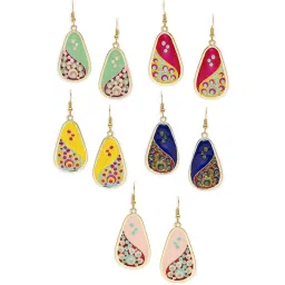 OOMPH Meenakari Ethnic Drop Earrings - Set of 5 image 4