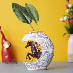 eCraftIndia White Polyresin  Hair Flower Pot Animal Figurine Showpiece-image-83