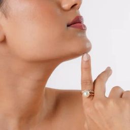Joker & Witch Aquamarina Pearl Gold Ring for Women-image-99