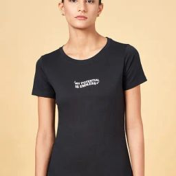 Ajile by Pantaloons Black Cotton Printed Sports T-Shirt-image-28