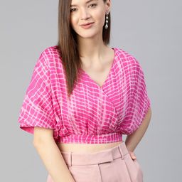 plusS Pretty Pink and Off-White Dyed Wrapped Top-picture-10