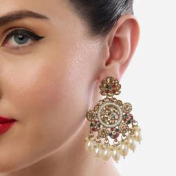 Zaveri Pearls Multicolor Stones Beads Drop Traditional Dangler Earrings-19