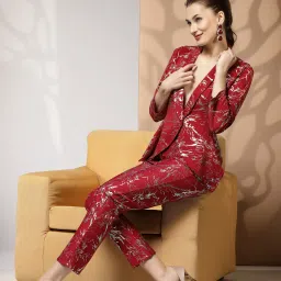 KASSUALLY Red Printed Co-Ord Set image 4