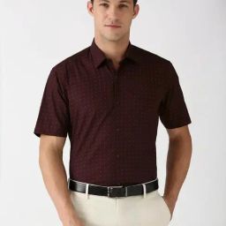 Peter England Maroon Cotton Regular Fit Printed Shirt-image-73