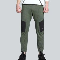 Puma Dark Olive Regular Fit Colour Block Sports Joggers-picture-18