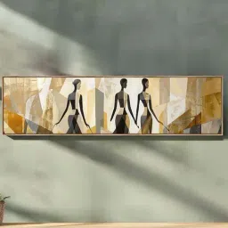 Art Street Beige Canvas Minimalis African Woman Painting-image-8