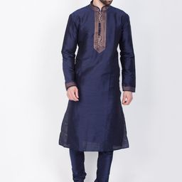 Sanwara Men Blue Embellished Straight Kurta-picture-18