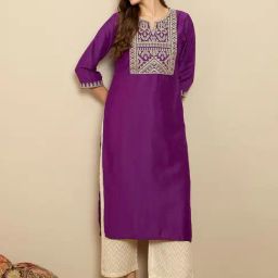 Indo Era Purple Embroidered Straight Kurta-picture-40