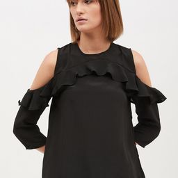 Harpa Women Black Solid Cold Shoulder A-Line Top-image-93