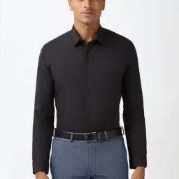Peter England Black Slim Fit Texture Shirt-picture-6