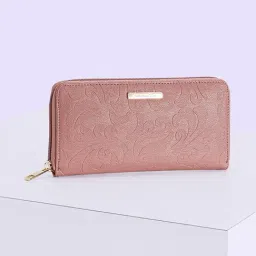 Forever Glam by Pantaloons Blush Textured Medium Zip Around Wallet for Women-14