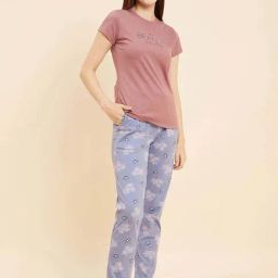 Sweet Dreams Dusty Pink & Blue Cotton Printed T-Shirt Pyjama Set-picture-22