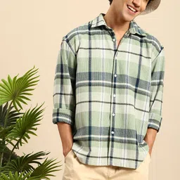Mast & Harbour Relaxed Fit Checked Drop-Shoulder Sleeves Casual Shirt-image-37