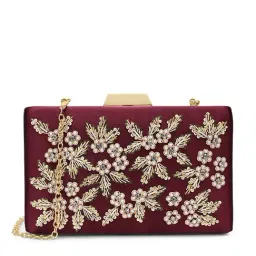 Lavie Maroon Embellished Clutch-image-38