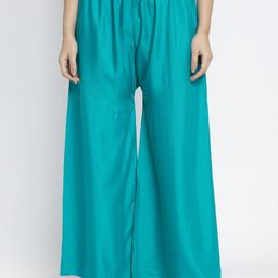 GRACIT Women Turquoise Blue Solid Flared Palazzo-image-63