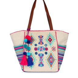 Anekaant Off-White & Blue Embroidered Tote Bag-29