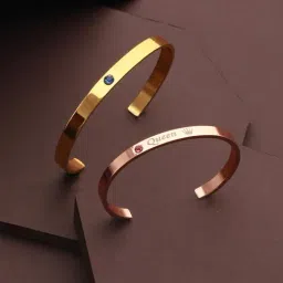 Bold by Priyaasi King Queen Solid Gold & Rose Gold-Toned Couple Bracelets-picture-14