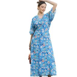 Melon by PlusS Blue & White Floral Print Midi Dress-image-47
