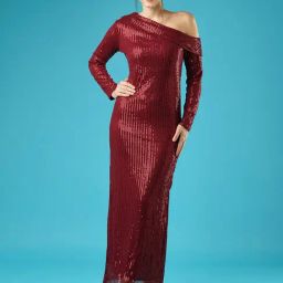 Globus Maroon Embellished Maxi Dress-image-29