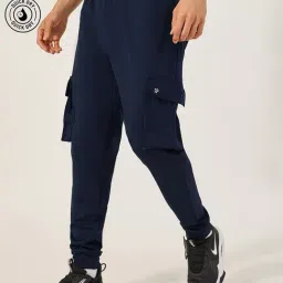 Styli Navy Blue Polyester Regular Solid Joggers-image-57