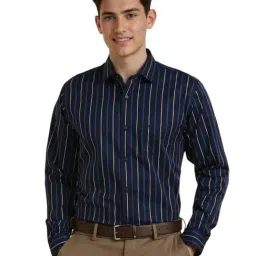 Allen Solly Navy Cotton Slim Fit Striped Shirt-picture-39