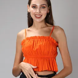Amagyaa Orange Cotton Empire Crop Top-picture-8