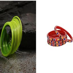 SOMIL Set of 16 Green Alloy Artificial Stones & Beads Bangles-image-58