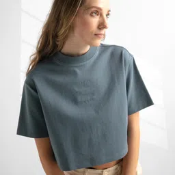Jockey Women Super Combed Cotton Rich Elastane Stretch Oversized Boxy Fit Crop Top-WZ03-image-91