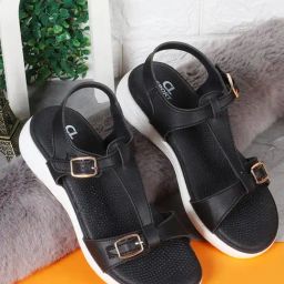 Carlton London Women's Black Ankle Strap Sandals-picture-1