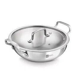 Bergner BE Essentials Silver Triply Stainless Steel 32 cm Full Induction Bottom Kadai (7000ml)-image-92