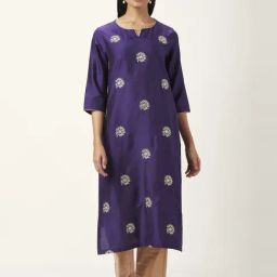 Rangmanch by Pantaloons Purple Embroidered Straight Kurta-image-75